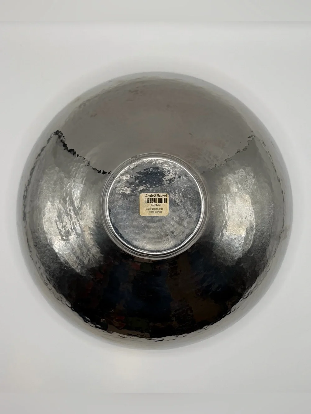 Crate & Barrel Large Astor Hammered Silver Bowl 10.5”